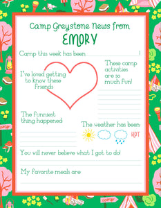 Adventures in Camp Fill in the Blank Personalized Notepad, Grassy Green