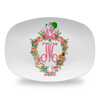 Christmas Crest Personalized Melamine Platter