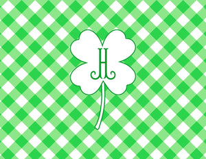 Gingham & Green Personalized St. Patrick's Day Folded Note Cards