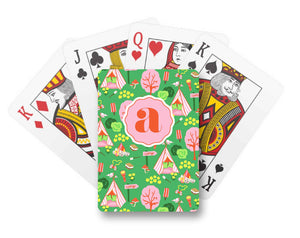 Adventure Camp Personalized Playing Cards, Green
