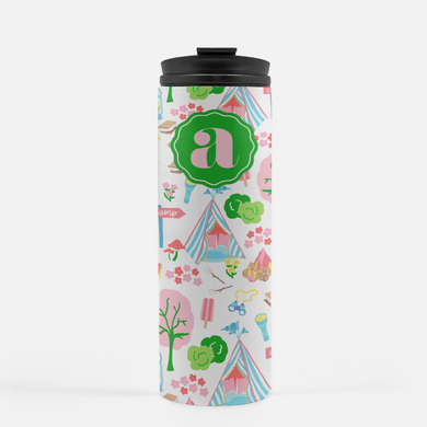 Adventure Camp Personalized Water Bottle, White