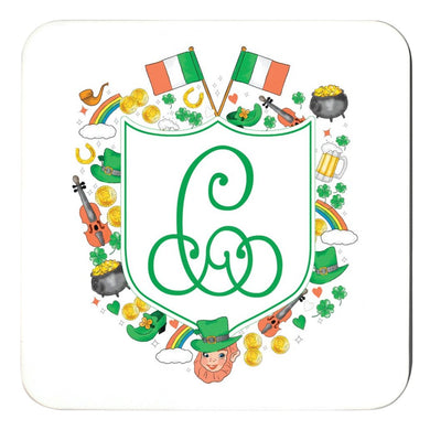 Pinch Me Party Crest Personalized St. Patrick's Day Cork Backed Coasters - Set of 4