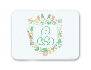 Pinch Me Party Crest Personalized 16" x 12" Tempered Glass St. Patrick's Day Cutting Board