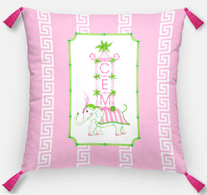 Pink Pagoda Parade Personalized Pillow