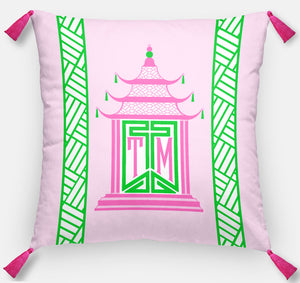 Royal Pagoda Personalized Pillow, Pink Quartz,18"x18" or 20"x20"