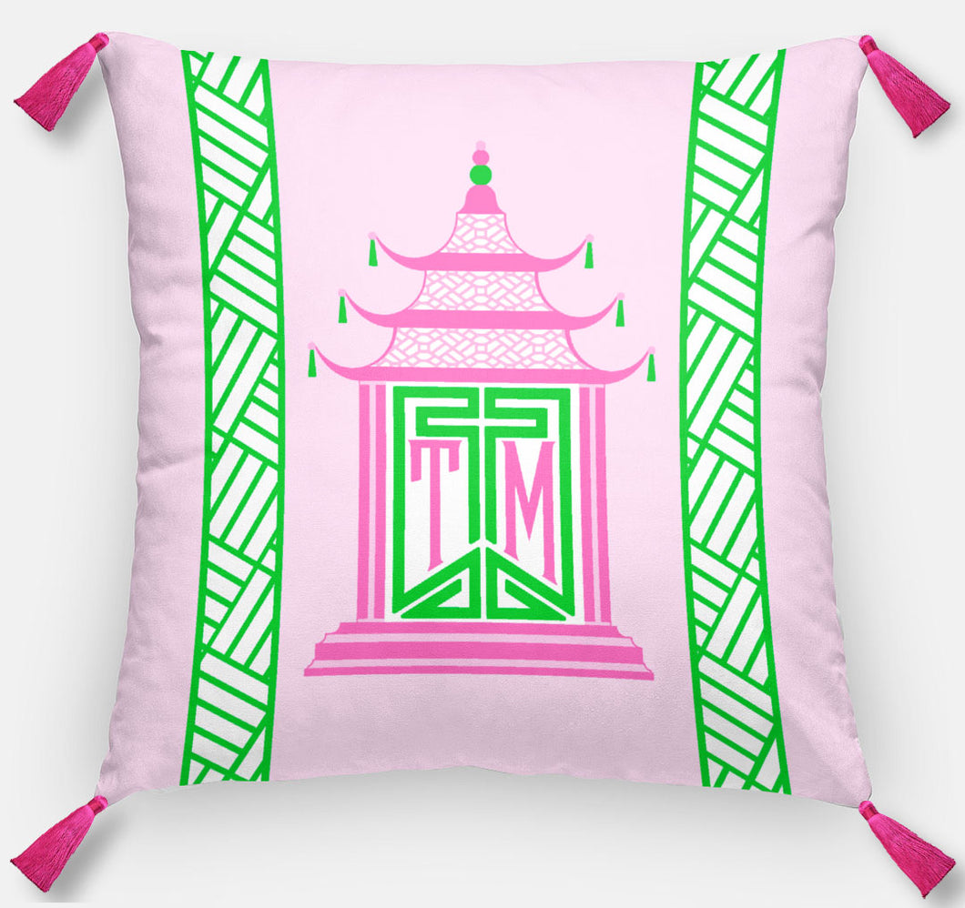 Royal Pagoda Personalized Pillow, Pink Quartz,18