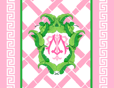 Banana Leaf Custom Crest, Flamingo, Personalized Folded Note Cards