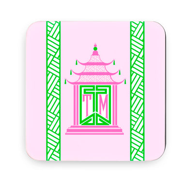 Royal Pagoda, Pink Quartz, Cork Backed Coasters - Set of 4