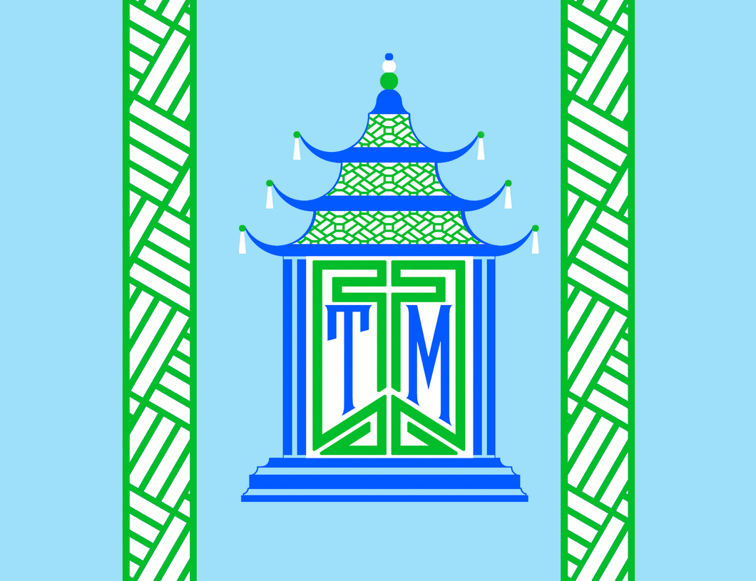 Royal Pagoda, Aquamarine, Personalized Folded Note Cards