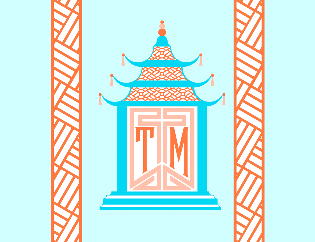 Royal Pagoda, Moonstone, Personalized Folded Note Cards