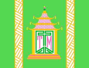 Royal Pagoda, Malachite, Personalized Folded Note Cards