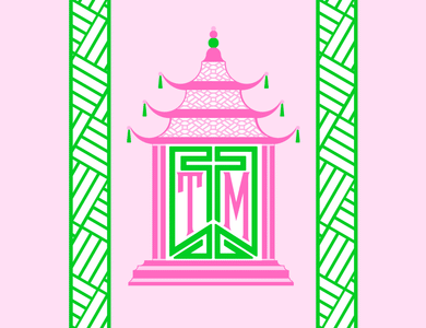 Royal Pagoda, Pink Quartz, Personalized Folded Note Cards