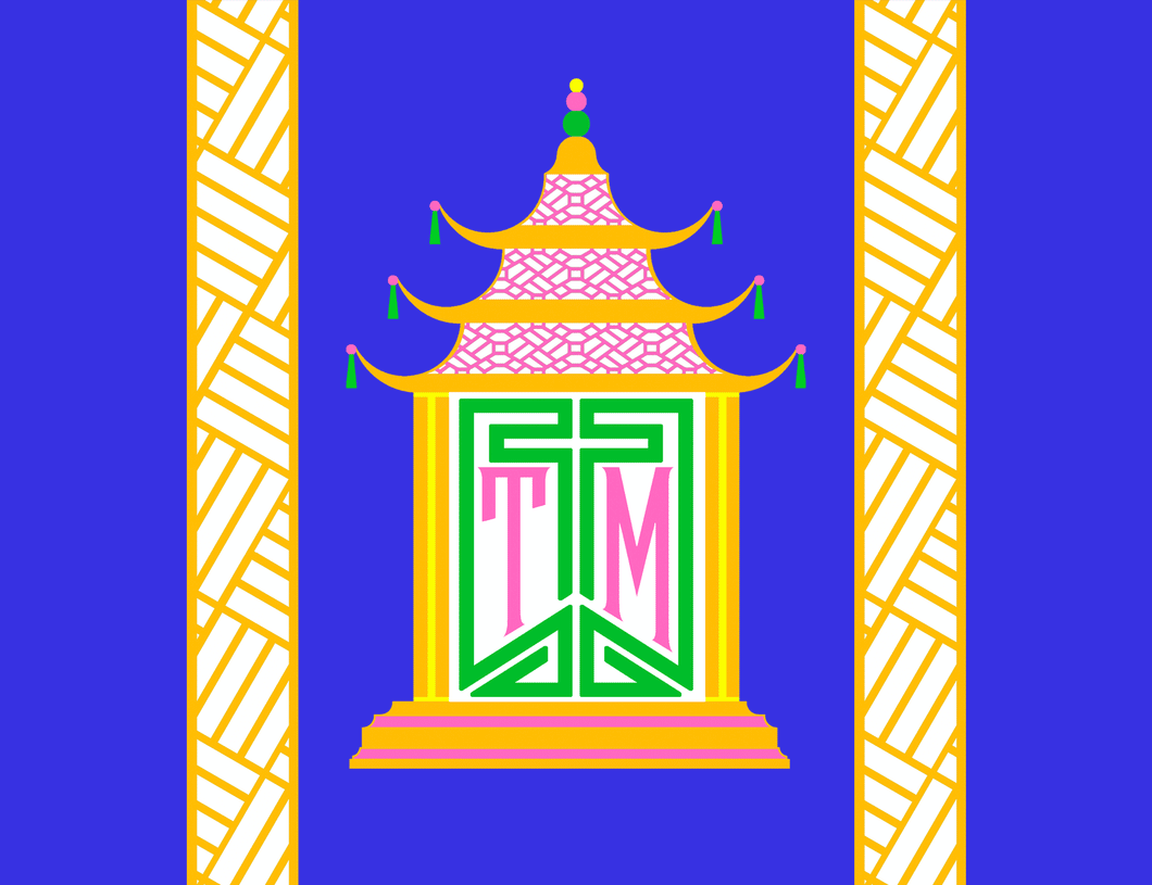 Royal Pagoda, Lapis, Personalized Folded Note Cards