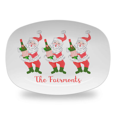 Prosecc-Ho-Ho-Ho Personalized Melamine Platter, Red