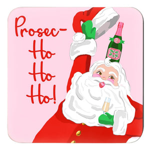 Prosec-Ho-Ho-Ho Cork Backed Christmas Coasters - Set of 4