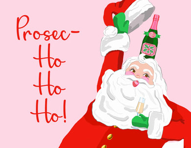 Prosec-Ho-Ho-Ho Holiday Folded Note Cards