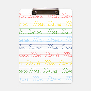 Rainbow Cursive Personalized Clip Board