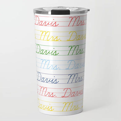 Rainbow Cursive Personalized Travel Tumbler