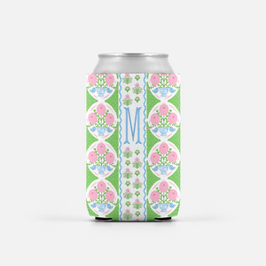 Ribbons in Bloom Set of 2 Personalized Can Coolers, Peony