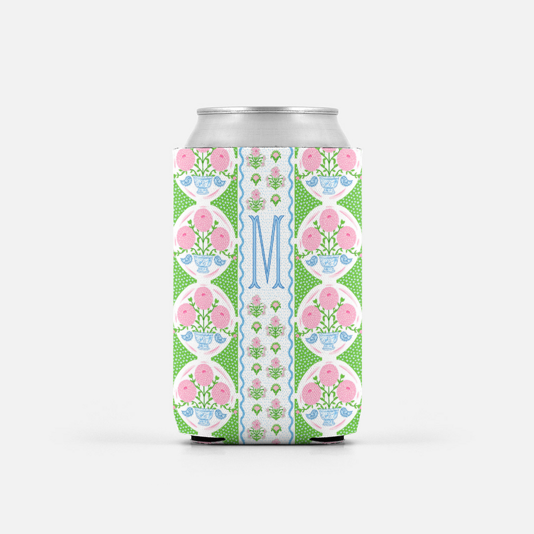 Ribbons in Bloom Set of 2 Personalized Can Coolers, Peony