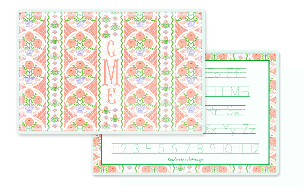 Ribbons in Bloom Children's Personalized Laminated Placemat, Begonia