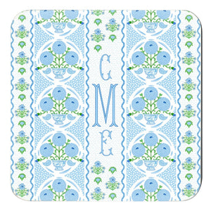 Ribbons in Bloom Personalized 4"x 4" Paper Coasters, Hydrangea