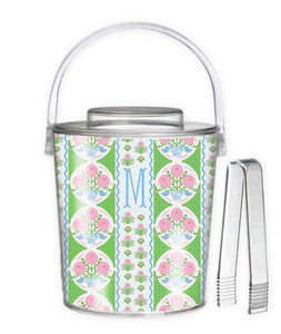 Ribbons in Bloom Personalized Ice Bucket, Peony