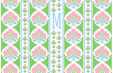 Ribbons in Bloom Personalized Paper Tear-away Placemat Pad, Peony