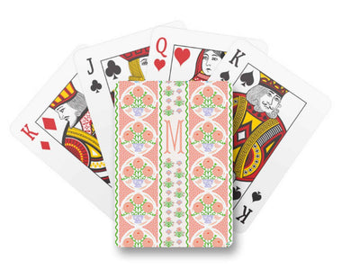 Ribbons in Bloom Personalized Playing Cards, Begonia
