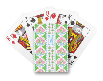 Ribbons in Bloom Personalized Playing Cards, Peony