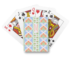 Ribbons in Bloom Personalized Playing Cards, Periwinkle