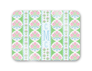 Ribbons in Bloom Personalized 16" x 12" Tempered Glass Cutting Board, Peony