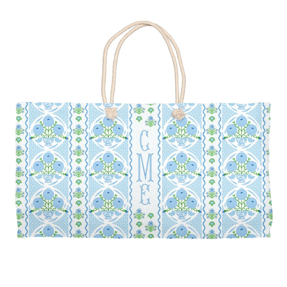 Ribbons in Bloom Personalized Tote Bag, Hydrangea