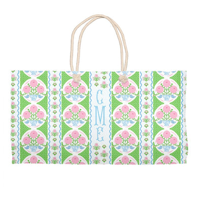 Ribbons in Bloom Personalized Tote Bag, Peony