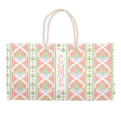 Ribbons in Bloom Personalized Tote Bag, Begonia