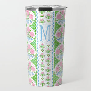 Ribbons in Bloom Personalized Travel Tumbler, Peony
