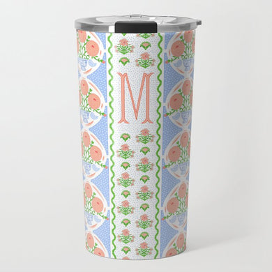 Ribbons in Bloom Personalized Travel Tumbler, Periwinkle