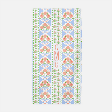 Ribbons in Bloom Personalized Beach Towel, Periwinkle