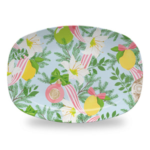 Ribbons & Lemons Melamine Platter, Blue