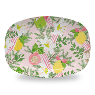 Ribbons & Lemons Melamine Platter, Pink