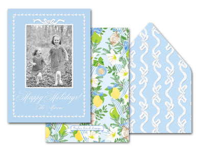 Ribbons & Lemons Personalized Photo Holiday Card, 5.5