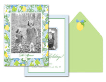 Load image into Gallery viewer, Ribbons &amp; Lemons Personalized Photo Holiday Card, 5.5&quot;x8.5&quot; A9 Size, Blue