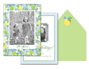 Ribbons & Lemons Personalized Photo Holiday Card, 5.5"x8.5" A9 Size, Blue