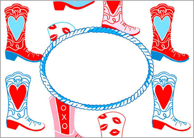 Rootin' Tootin' Valentine's, True Blue, Tented Place Cards