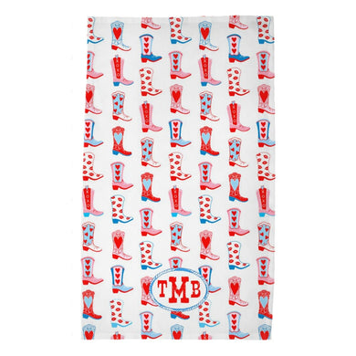 Rootin' Tootin' Valentine's, True Blue, Personalized Poly Twill Tea Towels, Set of 2