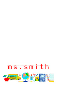 School Supplies Personalized Notepad, Multiple Sizes Available