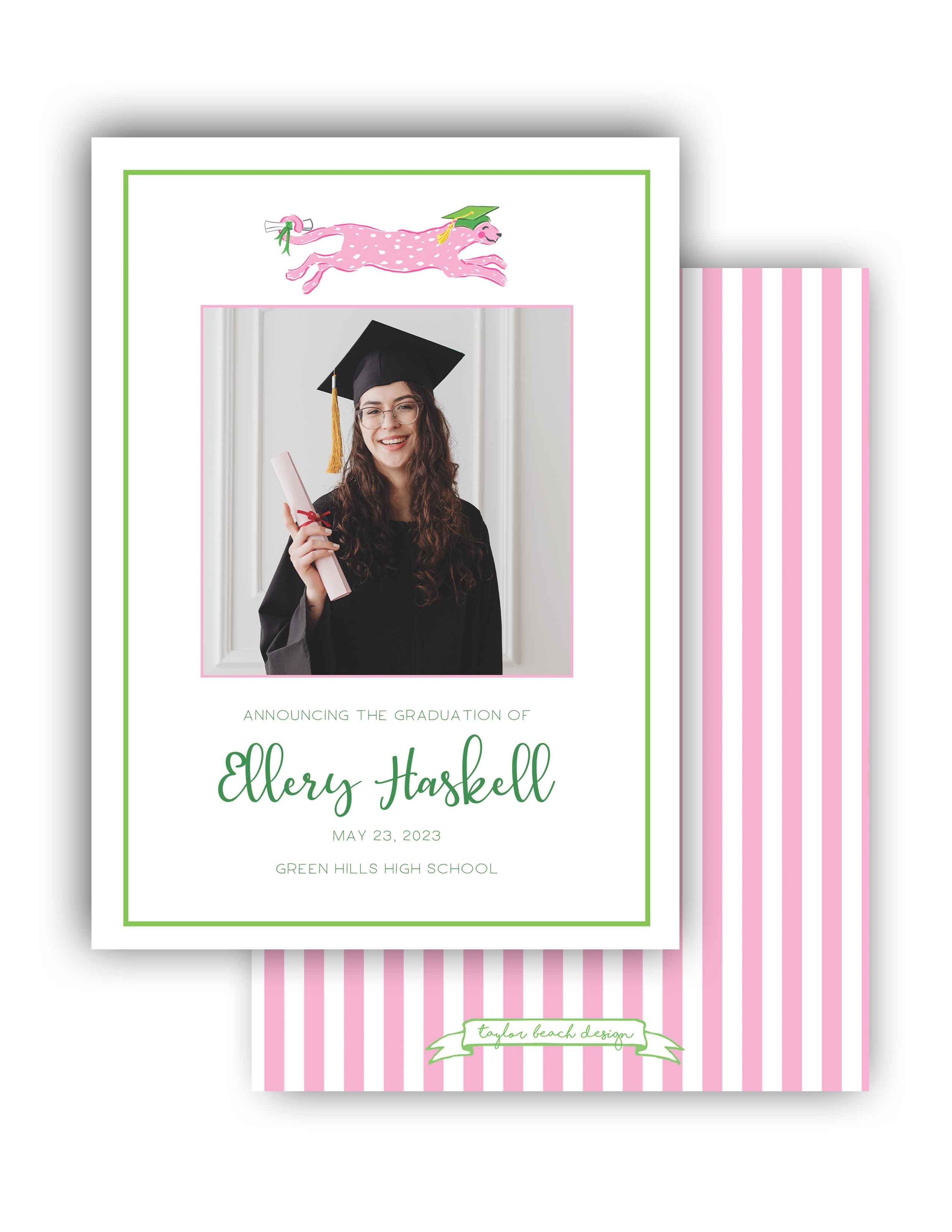 Schooled \u0026 Spots Graduation Announcement, Preppy, image size:2550x3300