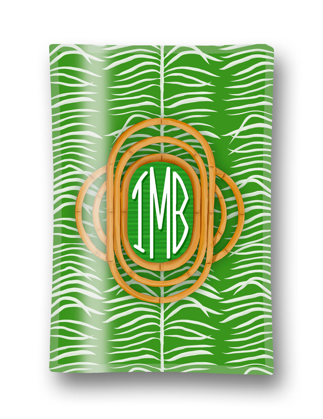 Sea Palms & Bamboo, Palm, Personalized Glass Trinket Dish, 5