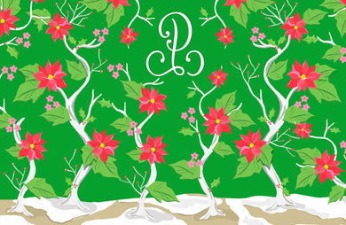 Seasonal Chinoiserie Personalized Paper Tear-away Placemat Pad, Boxwood