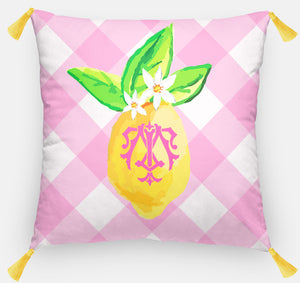 Lovely Lemon Pillow, Pink Lemonade,18"x18" or 20"x20"